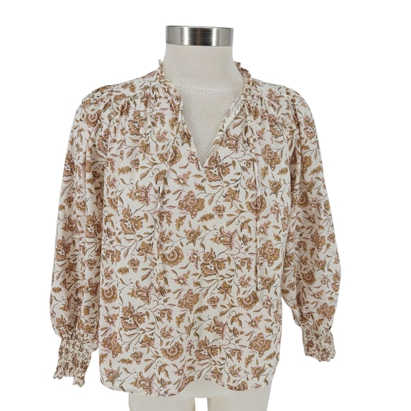 Ann Taylor Tops - Ann Taylor Shirt Ivory Floral Long Sleeve V Neck Peasant Boho Top Petite Western